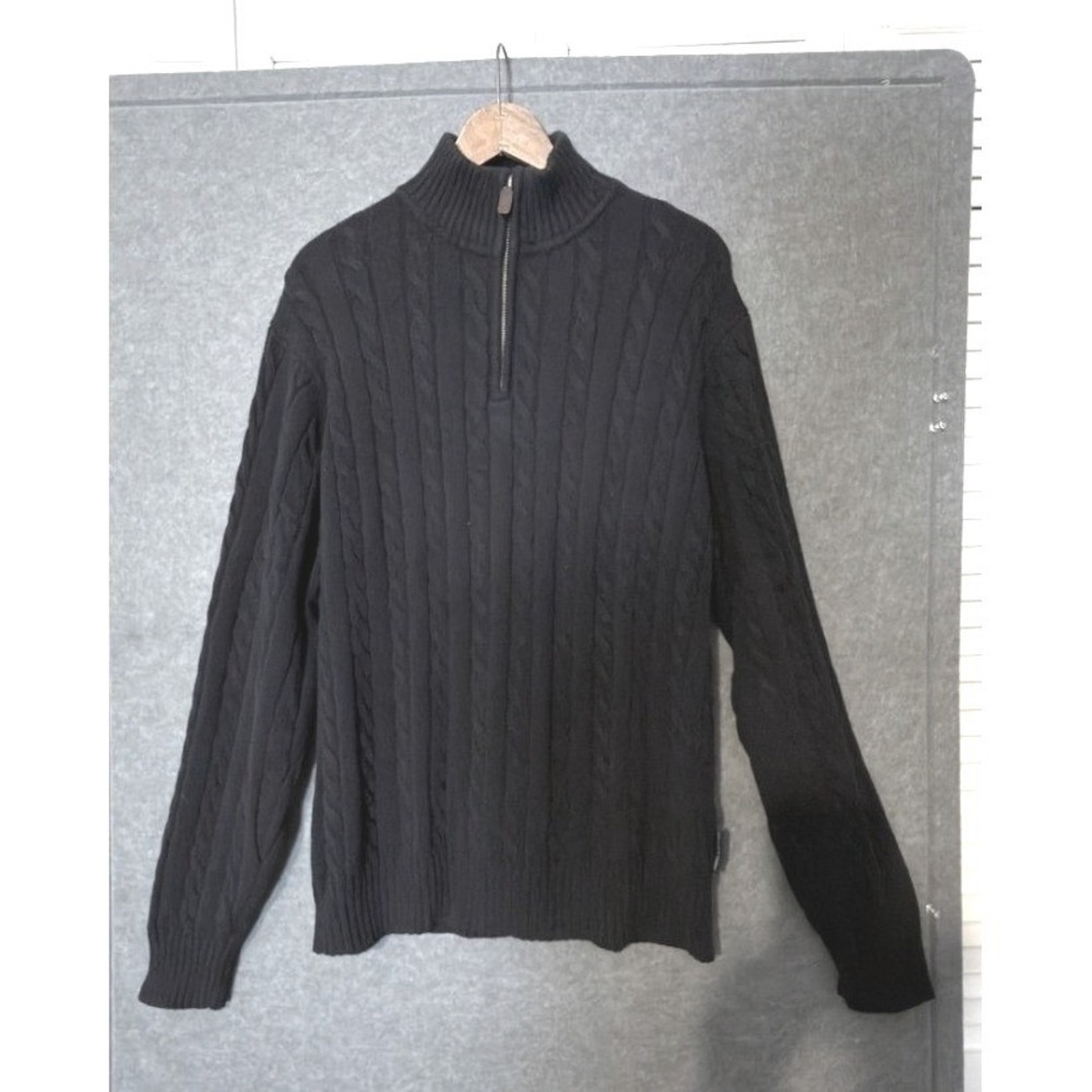 Vineyard Vines 1/4 Zip Sweater M Navy Fisherman Cable Knit Cotton Coastal Preppy
